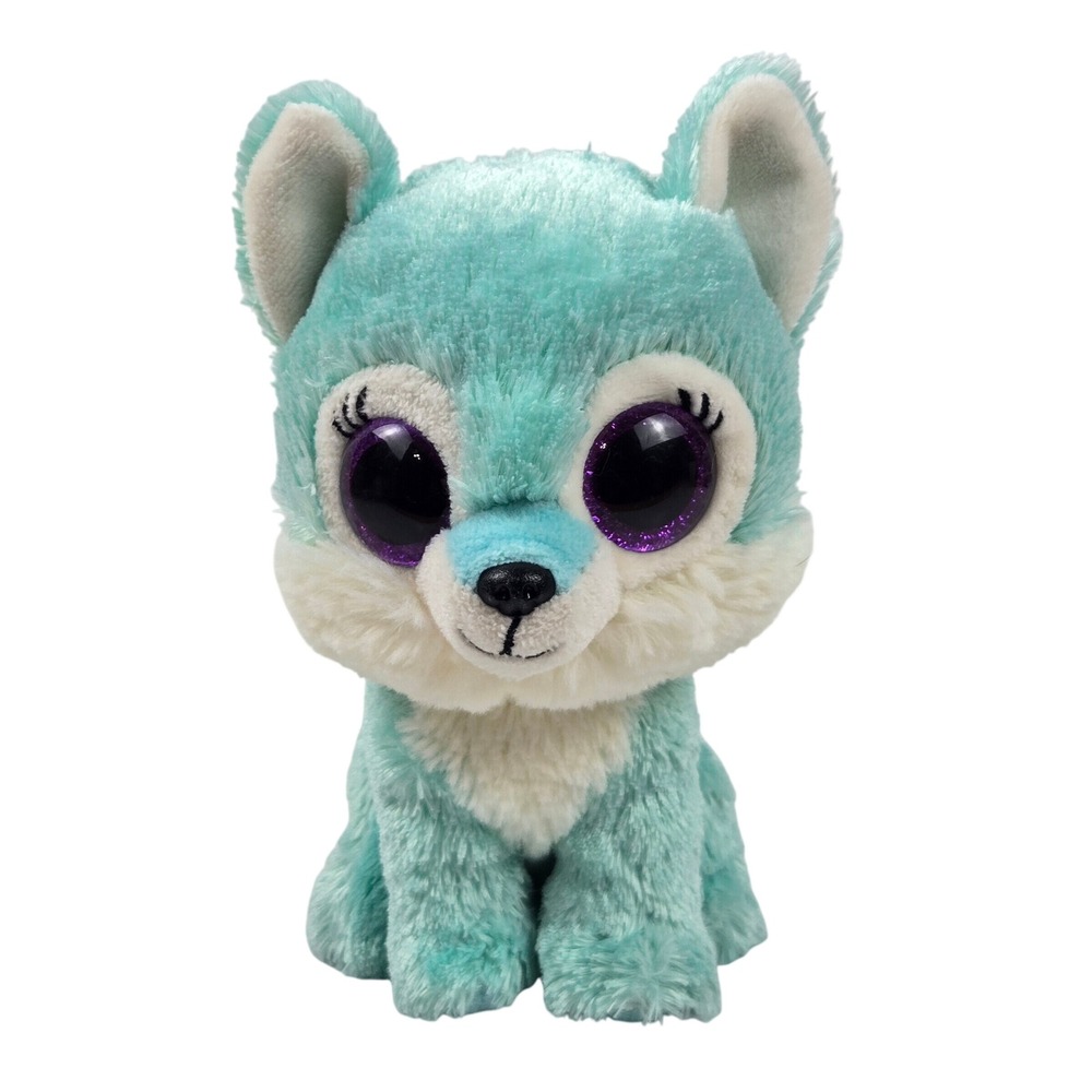 Ty Beanie Boos Great Wolf Lodge Jade Wolf Pup Plush Purple Glitter Eyes 6 Inch